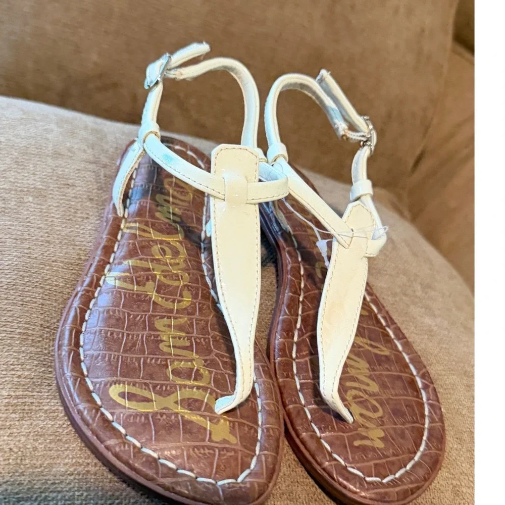 Sam Edelman Gigi Kids White Patent T-Strap Sandals‎ Girls Size 12M Resortwear